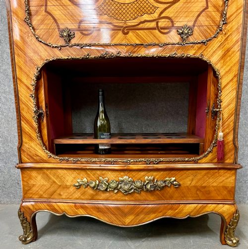 STUNNING FRENCH KINGWOOD MARQUETRY COCKTAIL CABINET - ADDITIONAL PHOTO 2