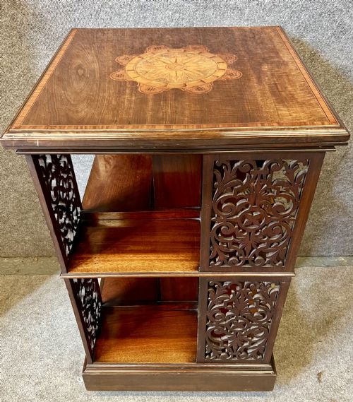 Edwardian Mahogany & Inlaid Revolving Bookcase