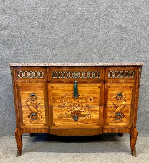French Marquetry Inlaid Commode Chest