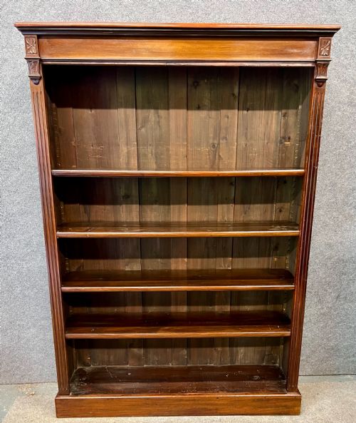 Edwardian Tall Mahogany Adjustable Shelved Open Bookcase