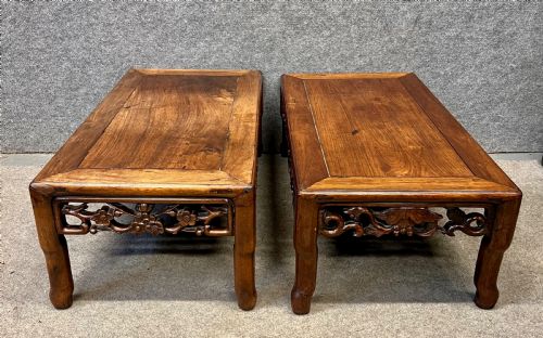 ANTIQUE MATCHED PAIR OF CHINESE LOW TABLES - ADDITIONAL PHOTO 4