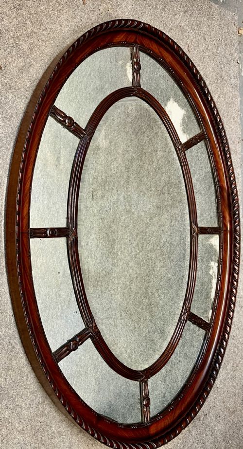 Victorian Oval Mahogany Marginal Wall Mirror