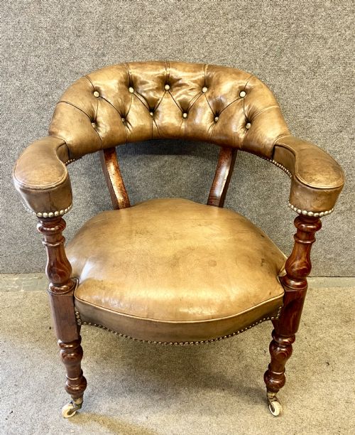 Victorian Oak & Leather Chair