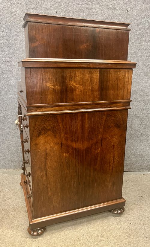 A SUPERB VICTORIAN ROSEWOOD POP UP DAVENPORT - ADDITIONAL PHOTO 4