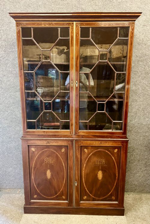 George III Inlaid Mahogany Bookcase