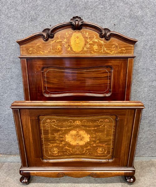Stunning Edwardian Inlaid Mahogany Single 3 Foot Bed