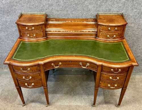 ANTIQUE MAHOGANY INLAID CARLTON HOUSE DESK - ADDITIONAL PHOTO 1