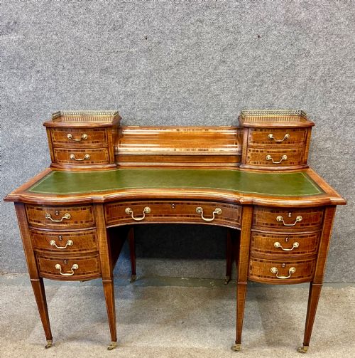 ANTIQUE MAHOGANY INLAID CARLTON HOUSE DESK - ADDITIONAL PHOTO 2