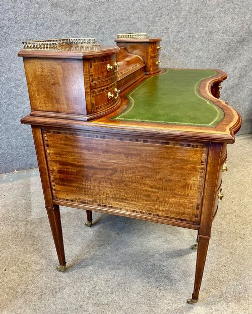 ANTIQUE MAHOGANY INLAID CARLTON HOUSE DESK - ADDITIONAL PHOTO 13