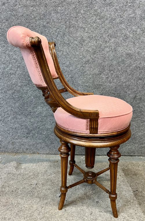 LATE VICTORIAN WALNUT REVOLVING MUSIC CHAIR STOOL - ADDITIONAL PHOTO 1