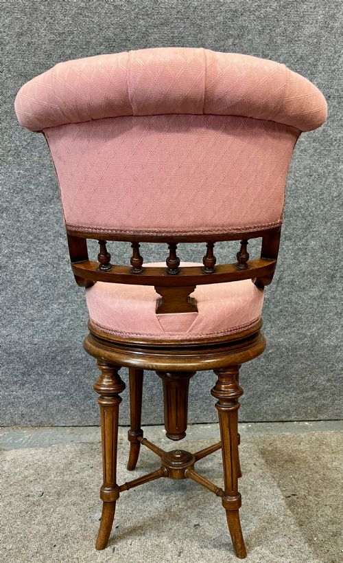 LATE VICTORIAN WALNUT REVOLVING MUSIC CHAIR STOOL - ADDITIONAL PHOTO 2