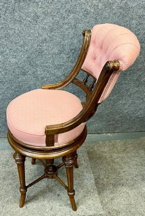 LATE VICTORIAN WALNUT REVOLVING MUSIC CHAIR STOOL - ADDITIONAL PHOTO 3