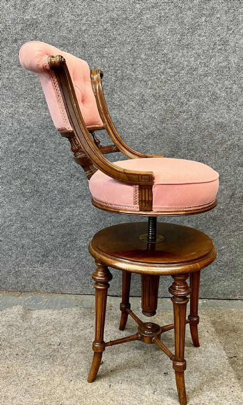 LATE VICTORIAN WALNUT REVOLVING MUSIC CHAIR STOOL - ADDITIONAL PHOTO 4