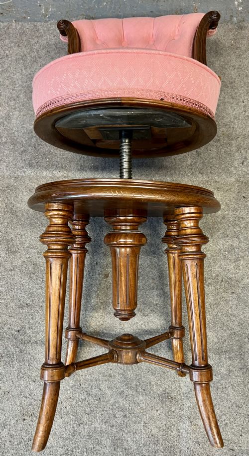 LATE VICTORIAN WALNUT REVOLVING MUSIC CHAIR STOOL - ADDITIONAL PHOTO 5