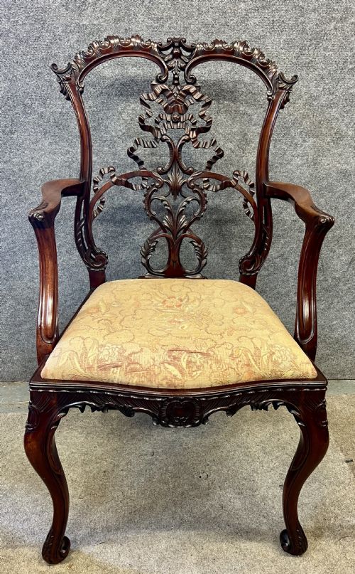 Superb Edwardian Mahogany Elbow Desk Chair