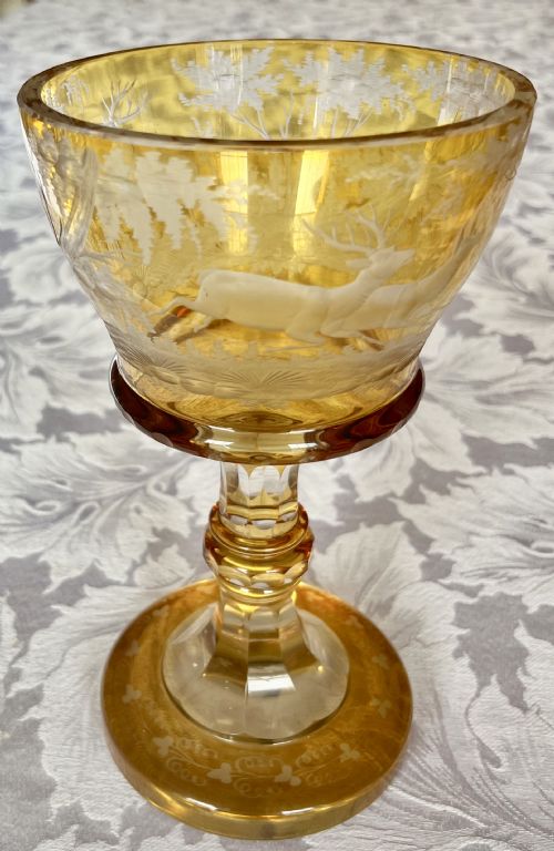 Large Bohemian Engraved Goblet