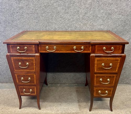Good Quality Unusual Mahogany & Inlaid Antique Desk