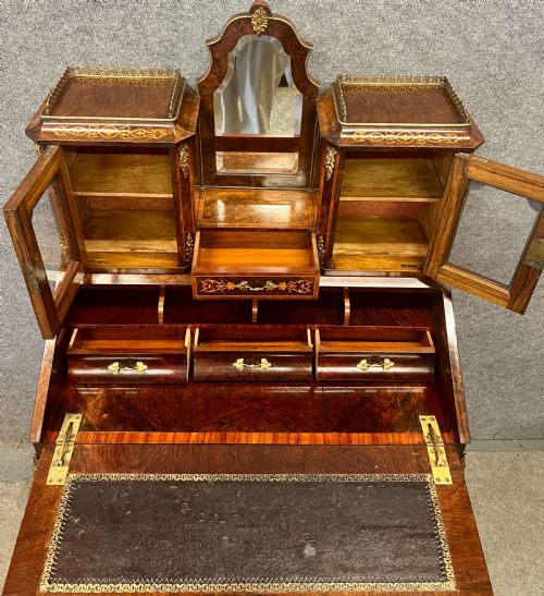 VICTORIAN WALNUT INLAID BUREAU DE DAME DESK - ADDITIONAL PHOTO 2
