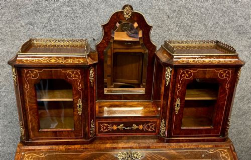 VICTORIAN WALNUT INLAID BUREAU DE DAME DESK - ADDITIONAL PHOTO 13