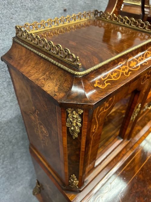 VICTORIAN WALNUT INLAID BUREAU DE DAME DESK - ADDITIONAL PHOTO 14