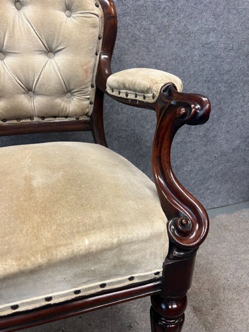 VICTORIAN ROYAL MUSIC HALL CHAIRMAN'S ELBOW CHAIR - ADDITIONAL PHOTO 5