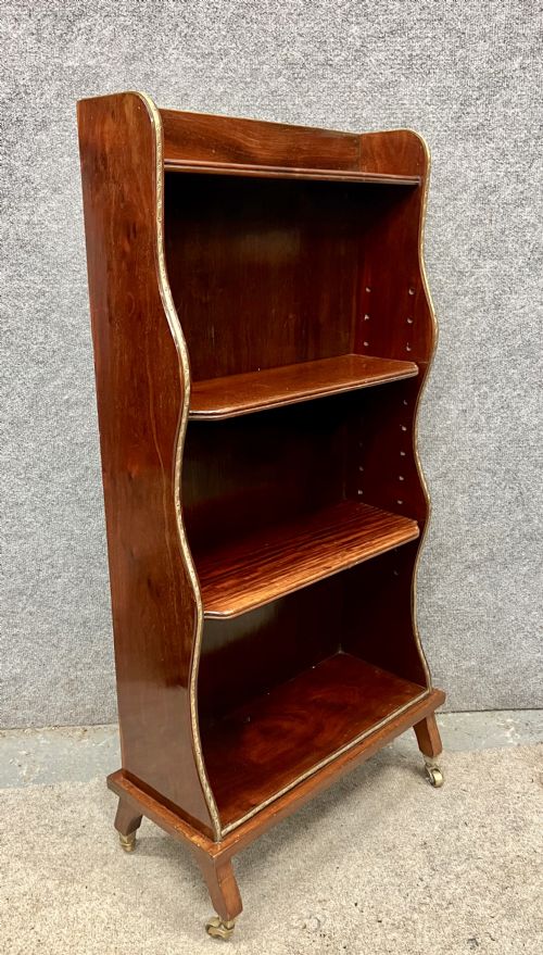 Small Edwardian Mahogany Waterfall Open Bookcase