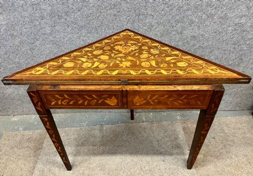 Dutch Marquetry Inlaid Folding Card Table