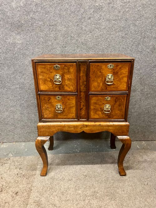 Small Antique Burr Walnut Chest on Stand