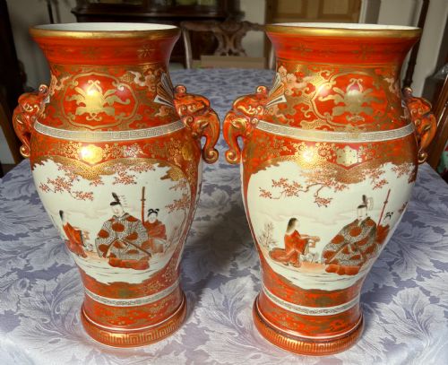 A Good Quality Pair of Japanese Kutani Vases