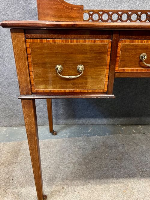 GOOD QUALITY EDWARDIAN MAHOGANY AND INLAID LADIES DESK - ADDITIONAL PHOTO 8