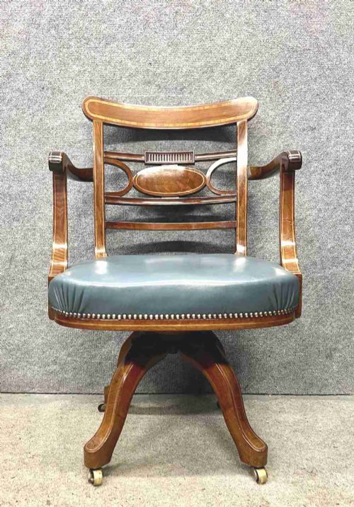 Good Quality Edwardian Revolving Inlaid Desk Chair