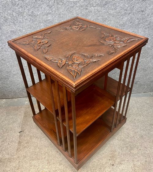 Unusual Antique Arts and Crafts Revolving Bookcase