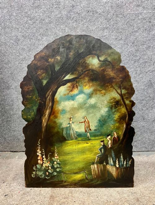 Antique Hand Painted Fire Screen