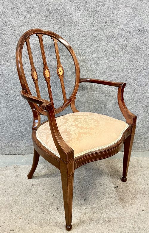 Elegant Edwardian Inlaid Elbow Chair