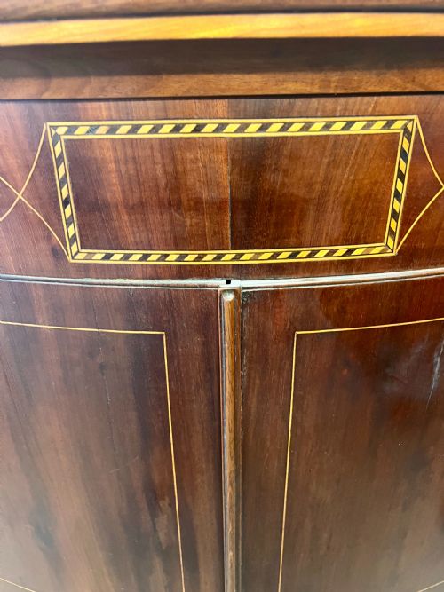 GEORGE III MAHOGANY AND INLAID HANGING CORNER CABINET CUPBOARD - ADDITIONAL PHOTO 1