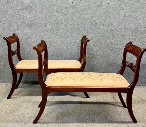 Pair of Regency Brass Inlaid Window Seats