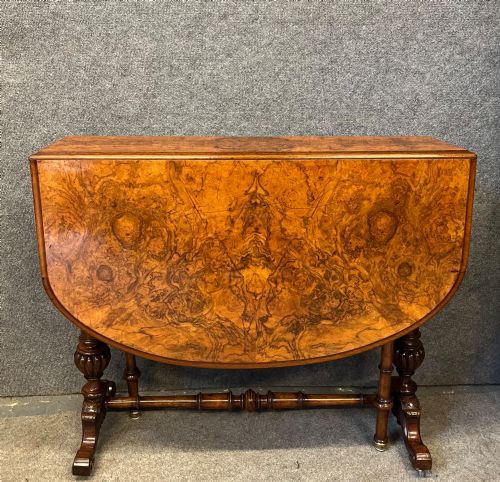 Victorian Burr Walnut Sutherland Drop Leaf Table