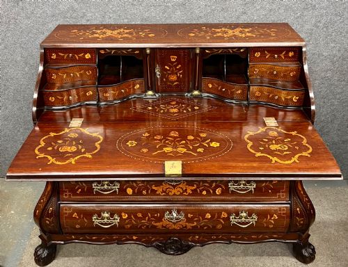 STUNNING LARGE DUTCH MARQUETRY INLAID BUREAU - ADDITIONAL PHOTO 1