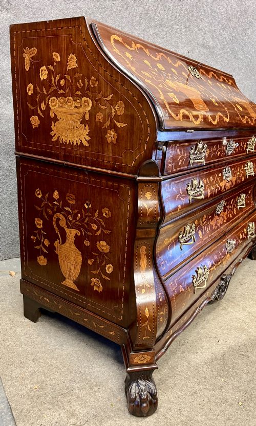 STUNNING LARGE DUTCH MARQUETRY INLAID BUREAU - ADDITIONAL PHOTO 3