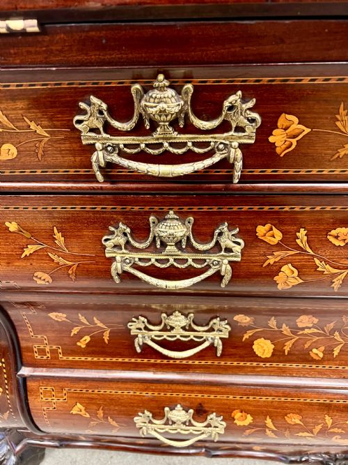 STUNNING LARGE DUTCH MARQUETRY INLAID BUREAU - ADDITIONAL PHOTO 6