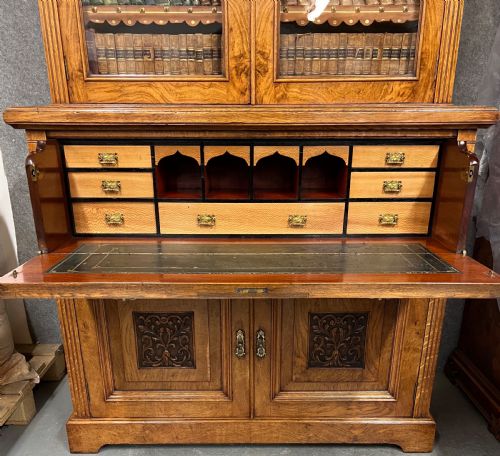 SUPERIOR QUALITY POLLARD OAK SECRETAIRE BOOKCASE - ADDITIONAL PHOTO 9