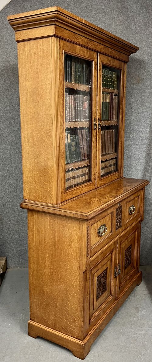SUPERIOR QUALITY POLLARD OAK SECRETAIRE BOOKCASE - ADDITIONAL PHOTO 19
