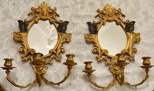 Wonderful Pair of Candelabra Wall Mirrors Girandoles