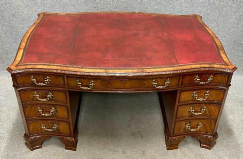 Superb Antique 18 Drawer  Chippendale Style Mahogany Partners Desk