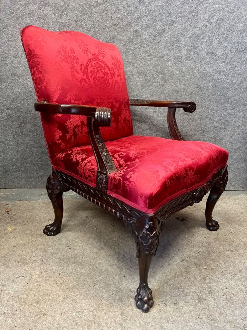 SUPERB 19THC MAHOGANY GAINSBOROUGH LIBRARY CHAIR - ADDITIONAL PHOTO 5