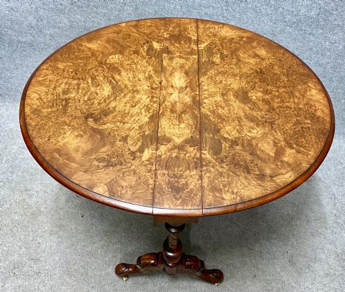 ATTRACTIVE GOOD QUALITY VICTORIAN BURR WALNUT DROP LEAF TABLE - ADDITIONAL PHOTO 4