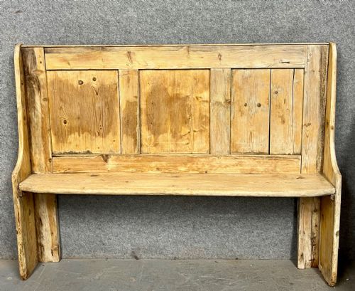 antique rustic country house pine hall seat settle - CATEGORY: ANTIQUE FURNITURE - DATED 19TH CENTURY
