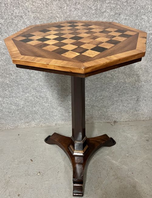 Antique Mahogany & Inlaid Chess Table