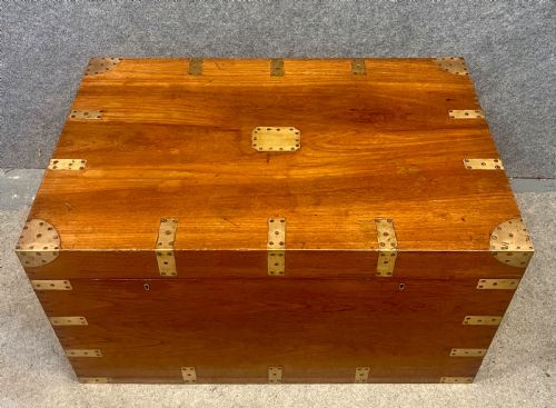 19th.century Teak Campaign Trunk