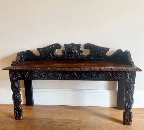 Victorian Carved Oak Hall Seat